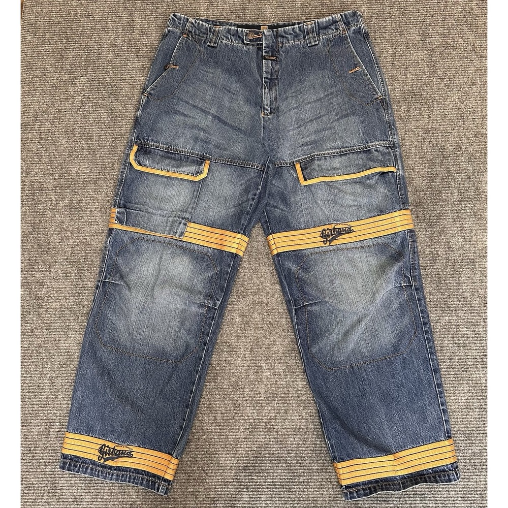 VTG‎ MARITHE FRANCOIS GIRBAUD Jeans With Gold Rim/rings Size 40 90s Hip Hop Y2K